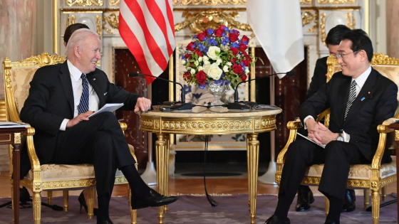 U.S. President Joe Biden and Japanese Prime Minister Fumio Kishida attend the Japan-U.S. summit meeting at Akasaka Palace