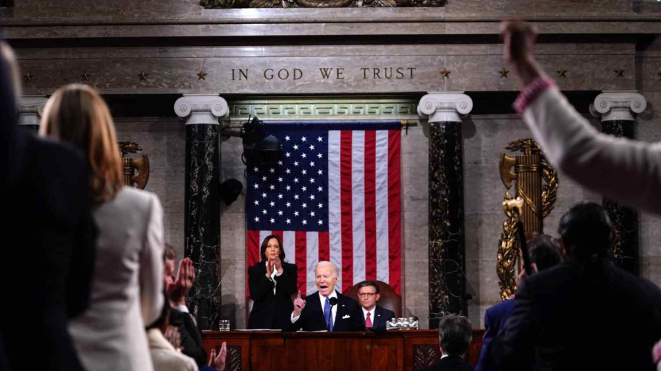 U.S. President Joe Biden delivers his third State of the Union address in the House Chamber of the U.S. Capitol in Washington, DC