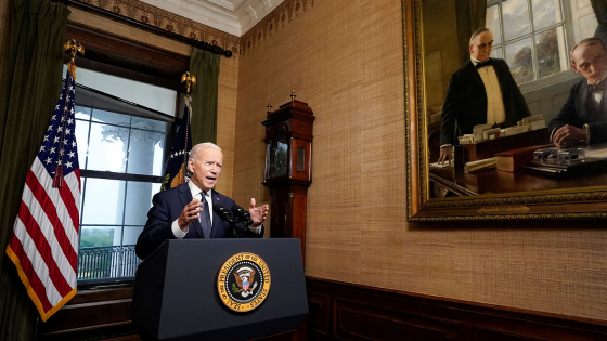 U.S. President Joe Biden delivers remarks on his plan to withdraw American troops from Afghanistan