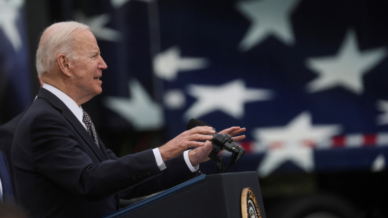 U.S. President Joe Biden speaks about plans to strengthen national supply chains at the White House in Washington