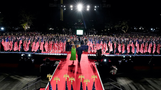 U.S. President Trump and first lady Melania Trump arrive for his acceptance speech for the RNC