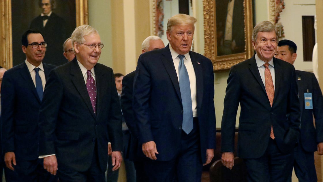 U.S. President Trump arrives for lunch meeting with Senate Republicans on Capitol Hill in Washington