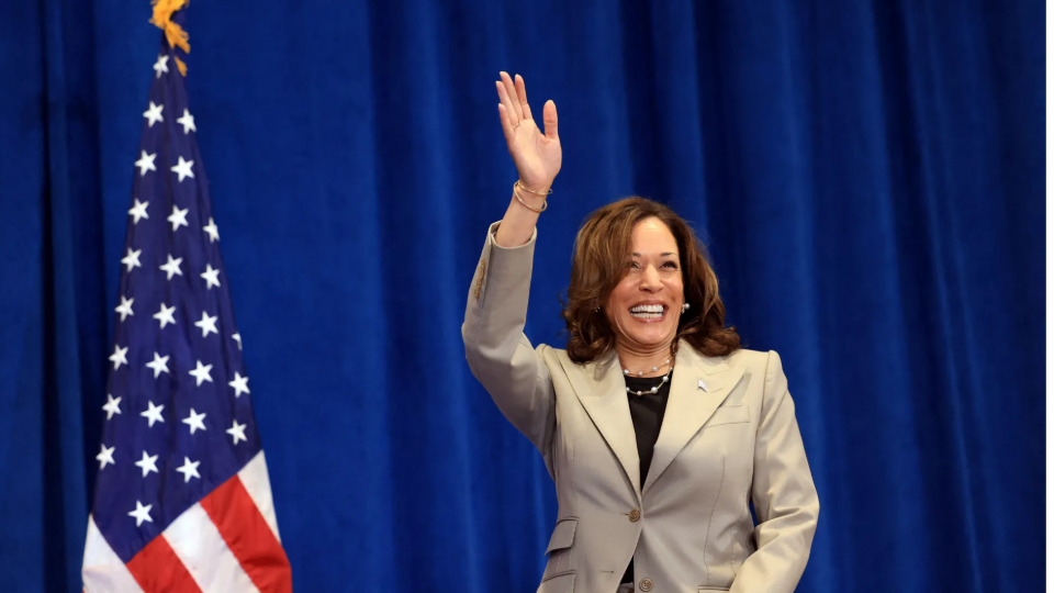 U.S. Vice President Kamala Harris campaigns at Westover High School in Fayetteville, North Carolina