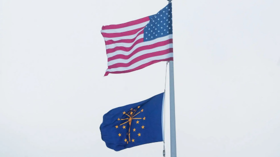 U.S. and Indiana state flags fly in central Indiana