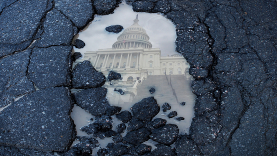 U.S. capitol and broken pavement