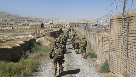 U.S. military advisers from the 1st Security Force Assistance Brigade at an Afghan National Army base