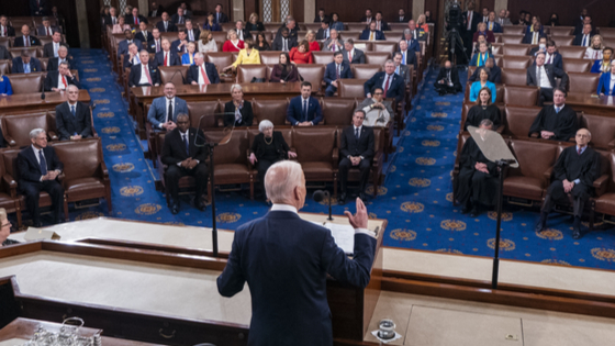 US President Joe Biden delivers his State of the Union address before a joint session of Congress