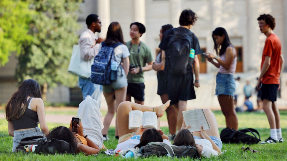 University of North Carolina students mingle on campus