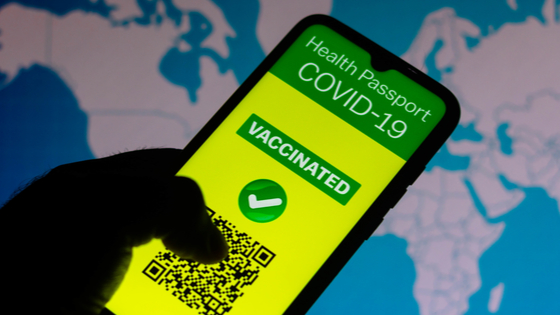 Vaccine passport on phone screen