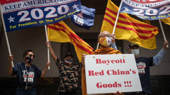 Vietnamese-American activists protest in front of Chinese embassy