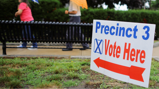 Voters arrive at their polling location on Primary Election day in Rockport, Massachusetts