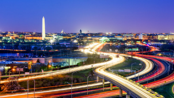 Washington DC skyline with freeways