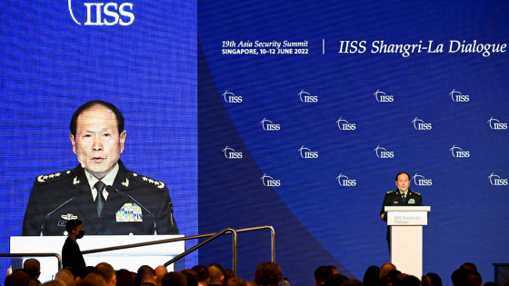 Wei Fenghe speaks at a plenary session during the 19th Shangri-La Dialogue in Singapore