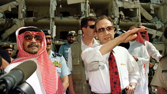 William Perry and Prince Bandar bin Sultan bin Abd al-Aziz Al Saud survey the damage at Khobar Towers