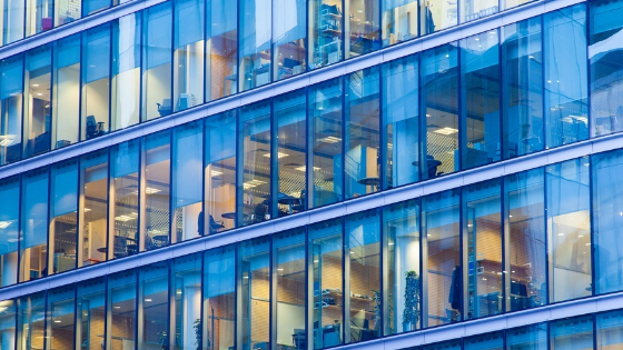 Windows of an empty office building