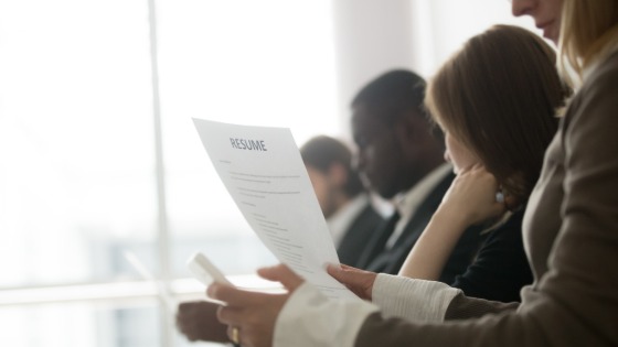 Woman holding resume