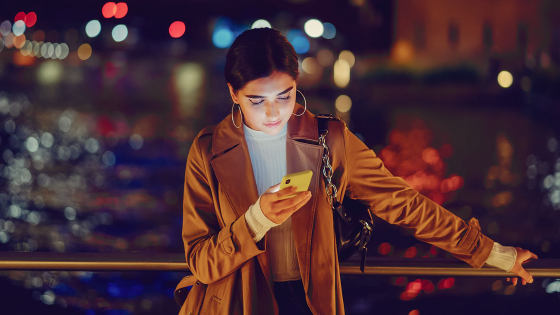 Woman on her phone in Chicago