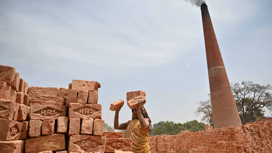 Worker at brick factory